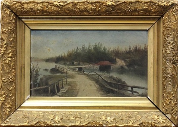 Orr's Island Bridge Oil Painting - George M. Hathaway