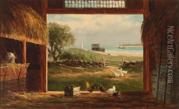 Old Barn In Scituate Mass Oil Painting - Frank Henry Shapleigh