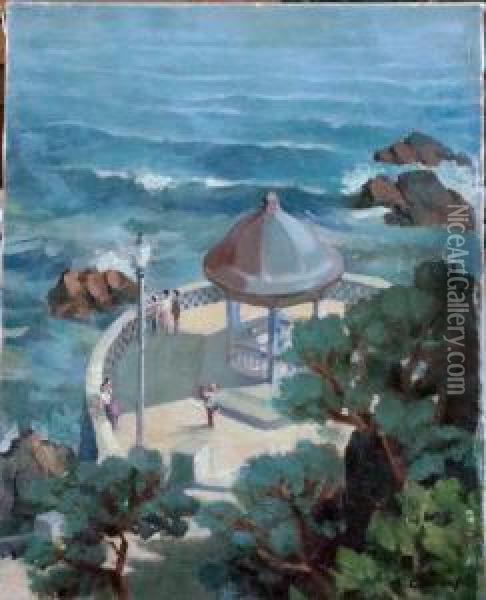 Sur Le Belvedere Devant La Mer Oil Painting - Fernand-Anne Piestre Cormon