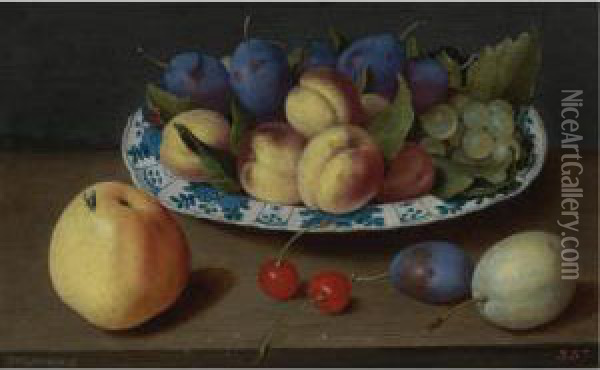 Still Life With Fruit Oil Painting - Jacob van Hulsdonck