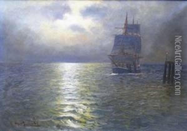 Segelschiff B Oil Painting - Alfred Jensen
