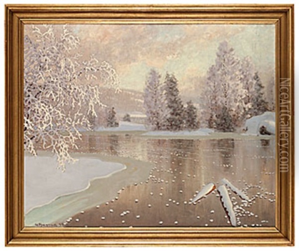 Isblommor Oil Painting - Gustaf Fjaestad