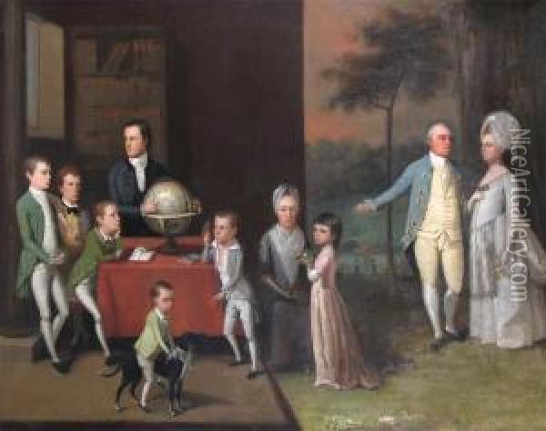 A Portrait Of The Family Oil Painting - Philip Wickstead