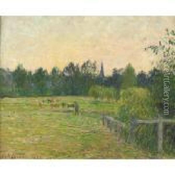 Vacher Dans Un Pre A Eragny Oil Painting - Camille Pissarro