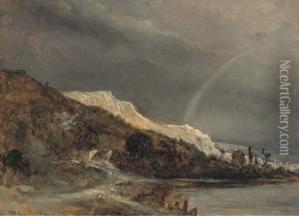 Paysage En Montagne Avec Arc En Ciel Oil Painting - Theodore Rousseau