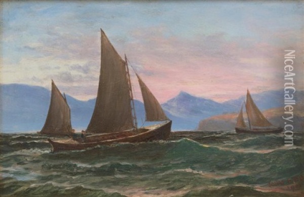 Boat Scene Oil Painting - John Gibb