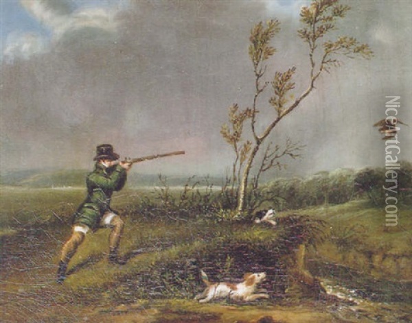 A Gentleman Shooting Woodcock Oil Painting - Samuel Raven