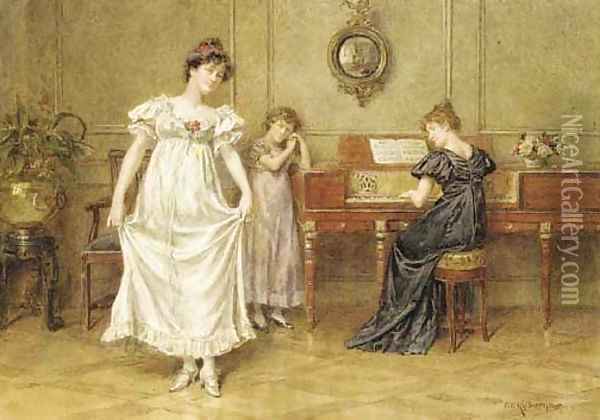 The dancing lesson Oil Painting - George Goodwin Kilburne