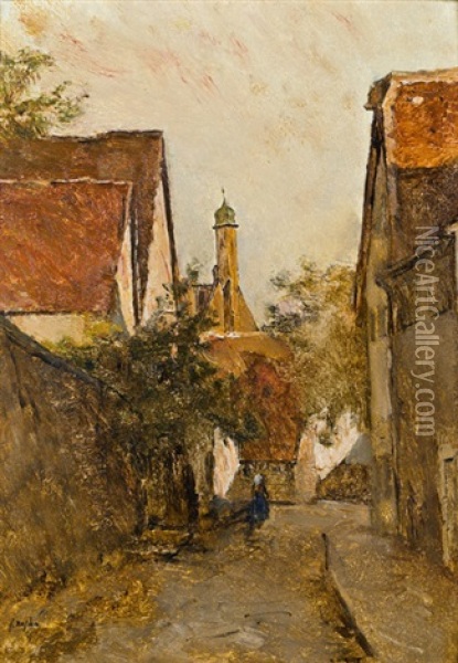 Dorfstrasse Oil Painting - Fritz (Friedrich) Rojka