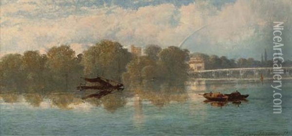 The Thames At Putney Oil Painting - Edmund John Niemann