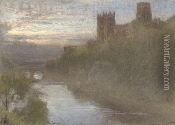 Durham At Sunset Oil Painting - Albert Goodwin