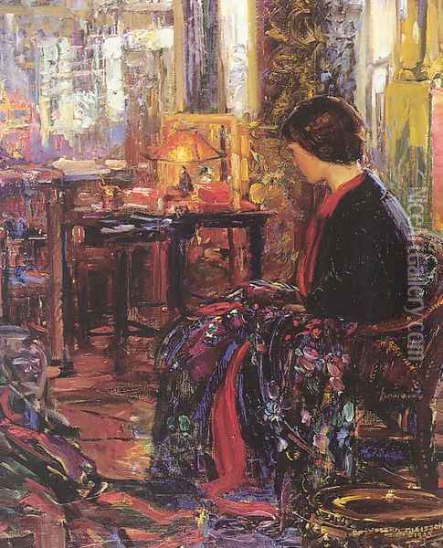 The Oriental Shop 1925 Oil Painting - Joseph A. Kleitsch
