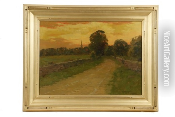 Sunset Over Thompson, Sullivan County, Ny Oil Painting - Charles Warren Eaton