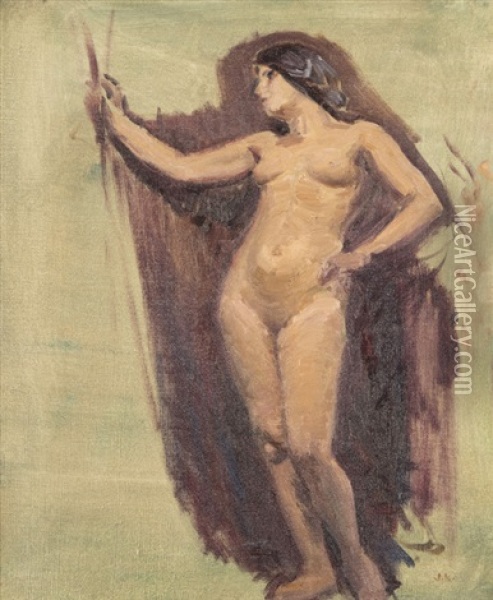 Study Of A Female Nude Oil Painting - Joseph Kleitsch