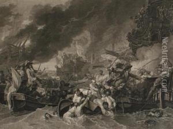 The Battle Of La Hogue Oil Painting - William Woollett