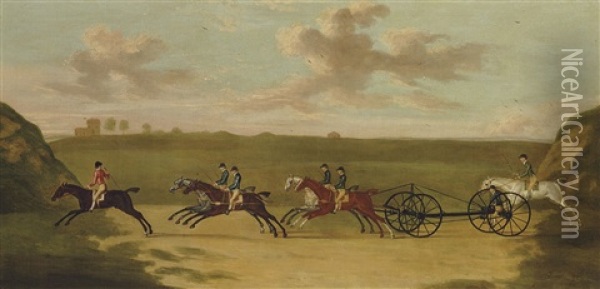 The Chaise Match, Run On Newmarket Heath, Wednesday 29 August Oil Painting - Francis Sartorius the Elder