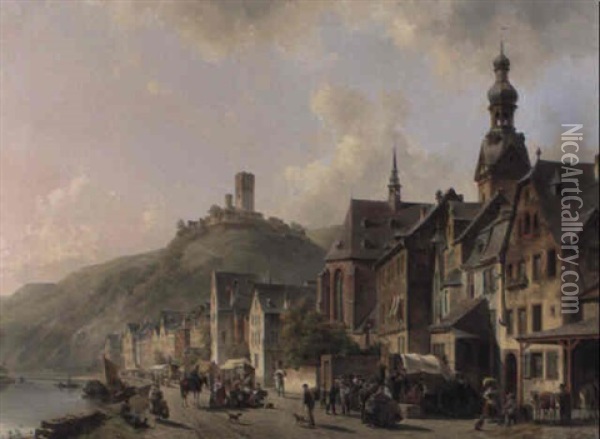 Cocherm On The Moselle Oil Painting - Jacques Francois Carabain