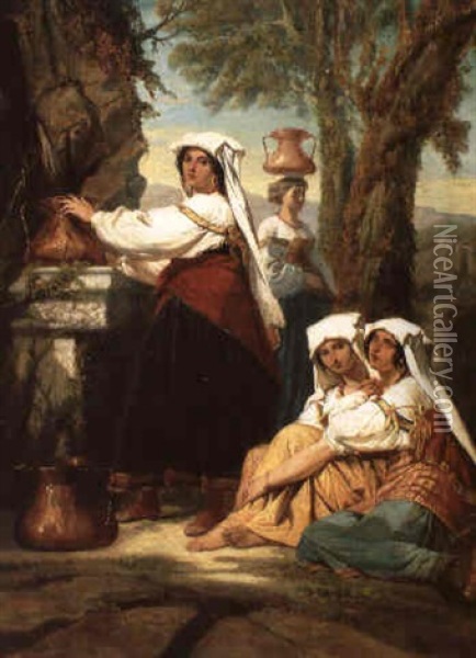 Vrouwen Bij De Bron Oil Painting - Jean van de Kerckhove