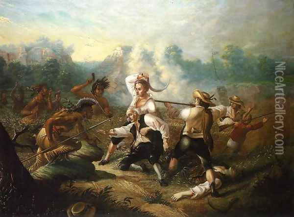 Massacre at Wyoming Valley Oil Painting - Carl (Charles Ferdinand) Wimar
