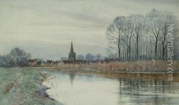 A Church In Fenland Oil Painting - Robert Winter Fraser