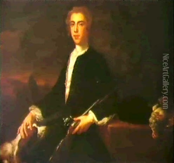 Portrait Of Mr. Tower Of Weald Hall, Essex Oil Painting - Joseph Highmore