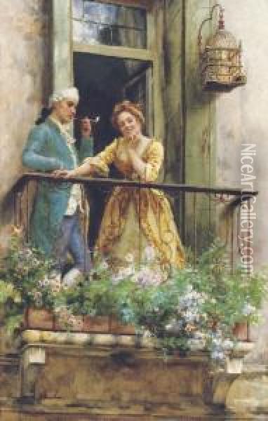 On The Balcony Oil Painting - Stefano Novo