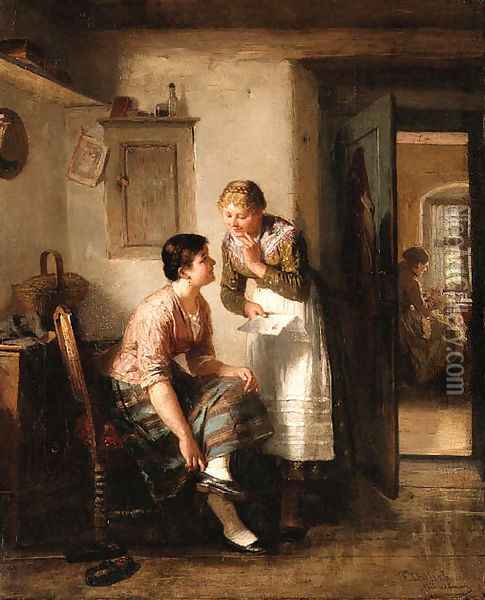 The letter Oil Painting - Friedrich Ortlieb