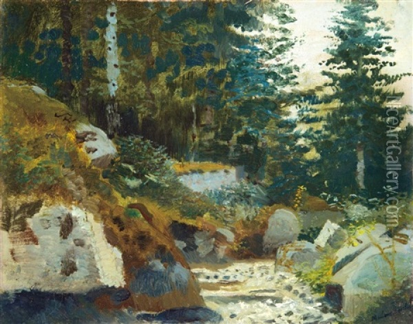 Streamlet In The Tatras Oil Painting - Laszlo Mednyanszky