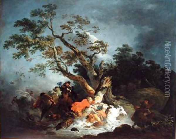 Travellers Caught in a Storm 1770 Oil Painting - Philip Jacques de Loutherbourg