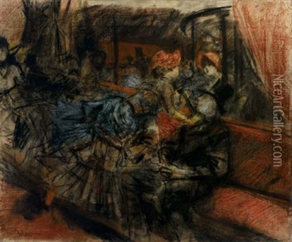 Interno Al Moulin Rouge - The Moulin Rouge Oil Painting - Giovanni Boldini