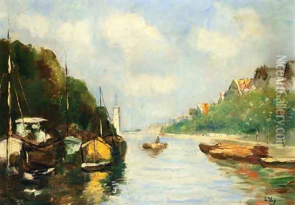 Amsterdam Canal Oil Painting - Lesser Ury