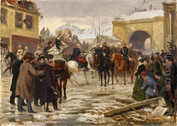 Einzug Des Sachsischen Kronprinzen In St. Denis Oil Painting - Adalbert von Roessler