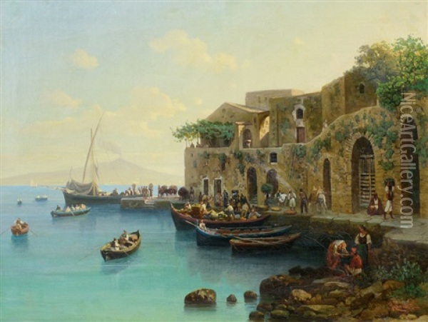 Il Vesuvio Dal Golfo Di Napoli Oil Painting - Hermann David Salomon Corrodi