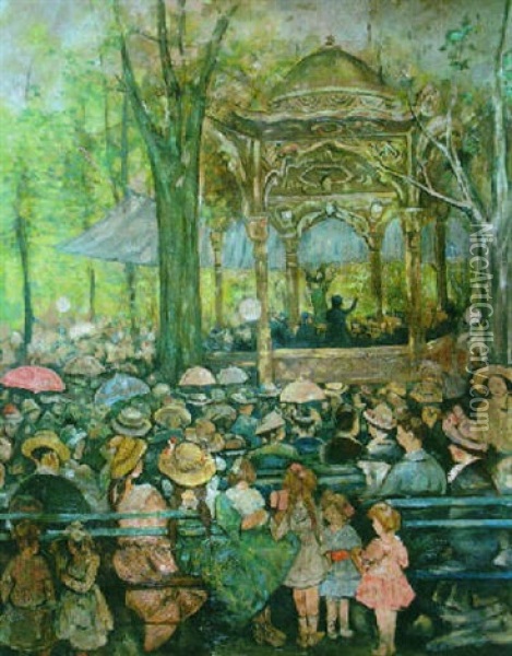 Concert In Central Park Oil Painting - Jerome Myers
