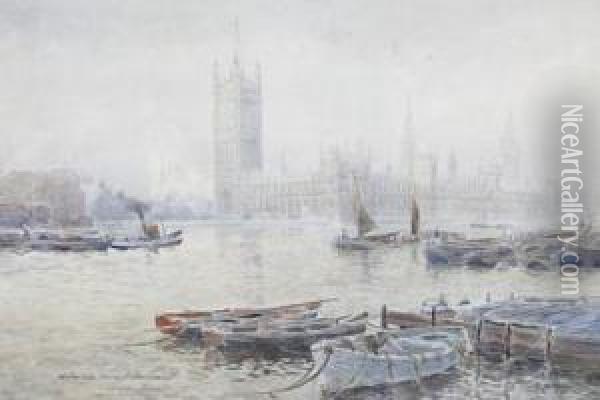 The Thames At Westminster Oil Painting - Agnes Turner