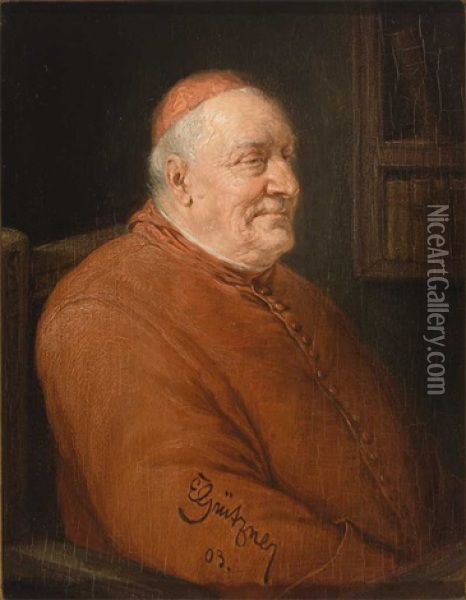 S Portrait Eines Humorvollen Kardinals, In Typischer Meisterlicher Manier Oil Painting - Eduard von Gruetzner