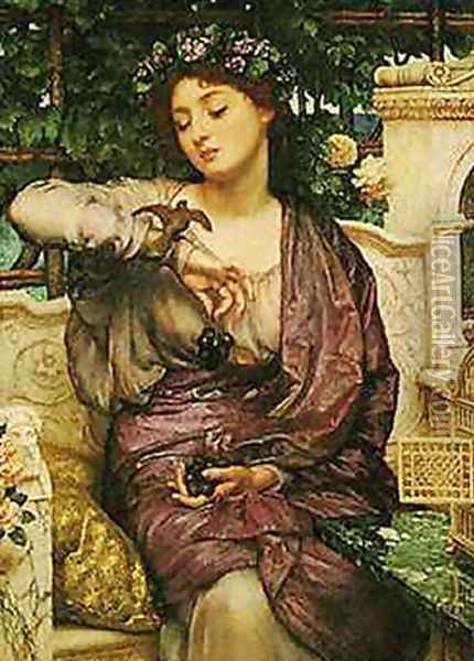 Lesbia and her Sparrow Oil Painting - Sir Edward John Poynter