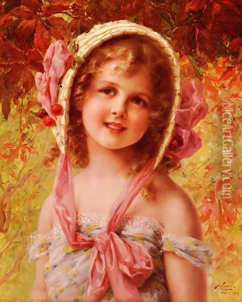 The Cherry Bonnet Oil Painting - Emile Vernon