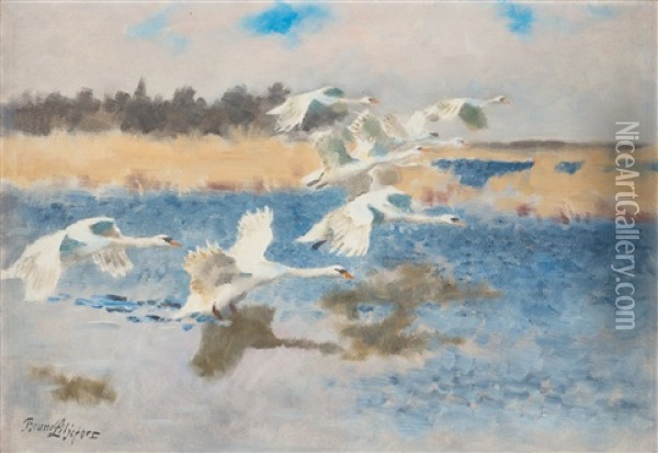 Swans Oil Painting - Bruno Liljefors