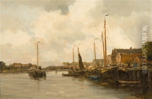 View Of The City On The River Oil Painting - Willem George Frederik Jansen