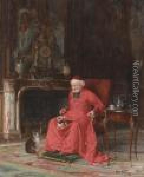 The Cardinal's Companions Oil Painting - Alfred Charles Weber