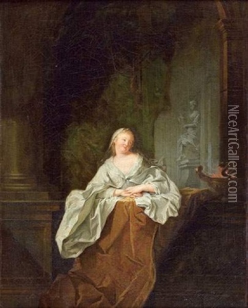 Portrait De Dame En Vestale Oil Painting - Robert Levrac-Tournieres