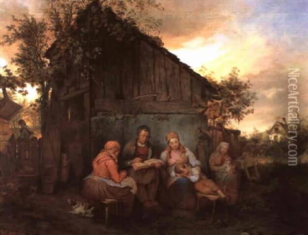 Abendruhe Oil Painting - Josef Danhauser