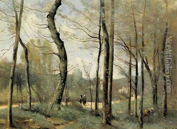 First Leaves, near Nantes Oil Painting - Jean-Baptiste-Camille Corot
