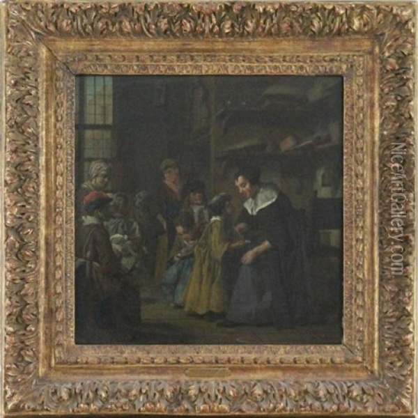 Dans La Salle De Classe Avec La Maitresse Oil Painting - Jan Josef Horemans the Younger