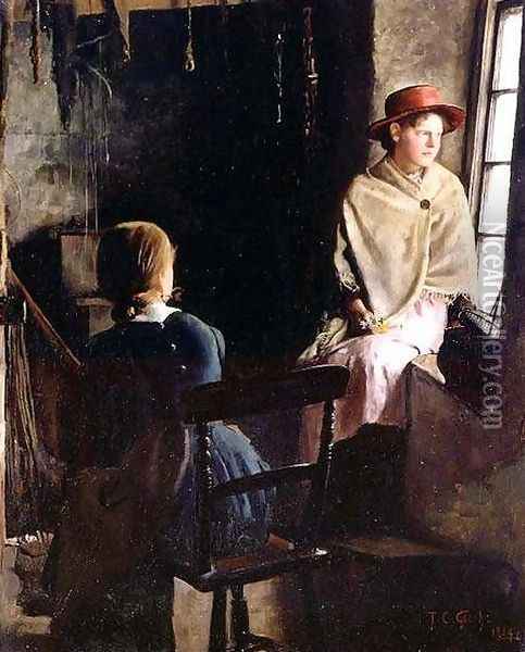 A Cottage Interior, Newlyn Oil Painting - Thomas Cooper Gotch