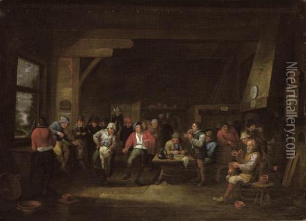 A Peasants' Dance In An Inn Oil Painting - Victor Mahu