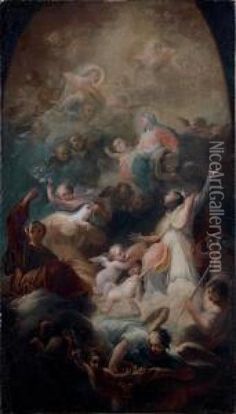 Apotheose D'un Saint, Dans Un Arc Cintre Oil Painting - Mariano Salvador Maella