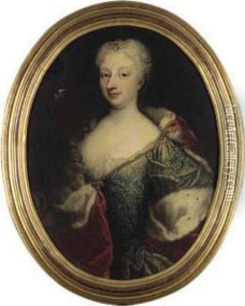 Portrait Of Polissena D'assia, Queen Of Sardinia (1706-1735) Oil Painting - Ircle Of Martin Van Mytens