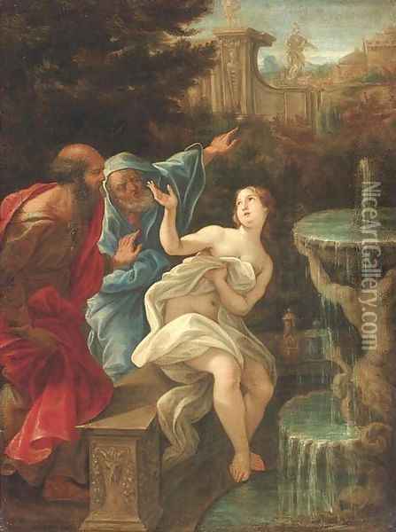 Susanna and the Elders Oil Painting - Giovanni Battista (Baciccio) Gaulli